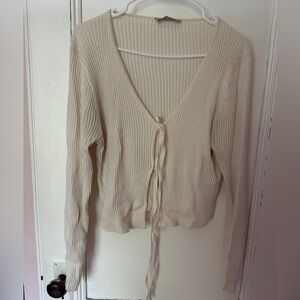 Everlane Cream Ribbed Cardigan